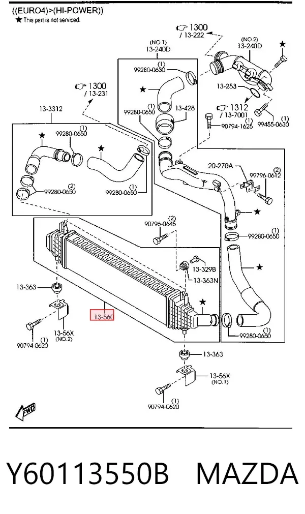 Intercooler Y60113550B Mazda