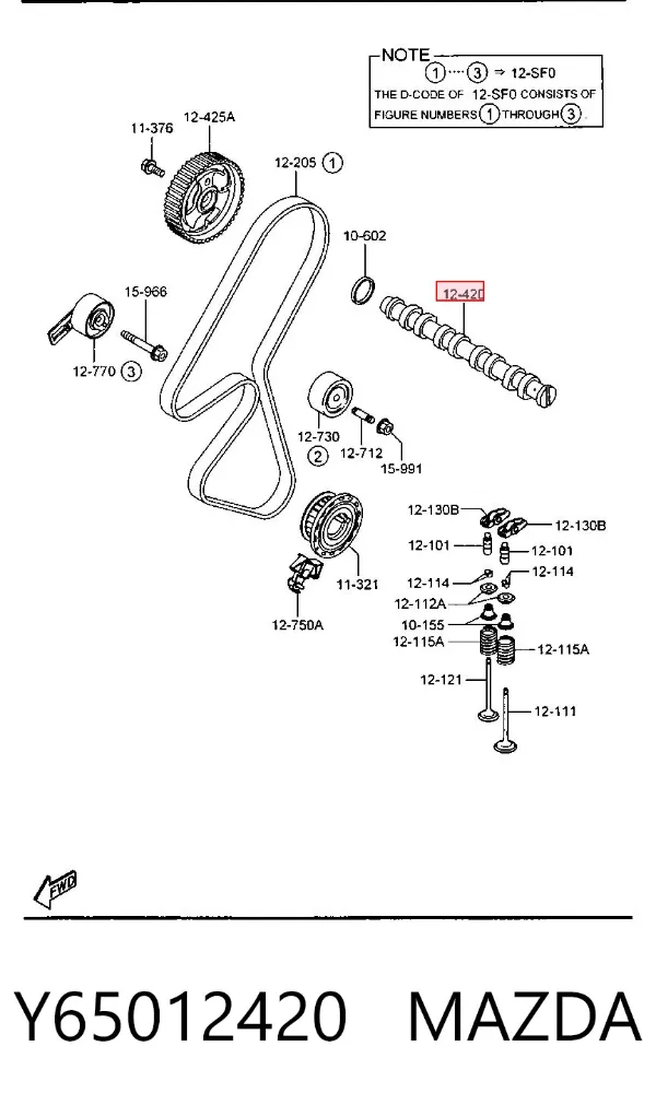 Árboles de levas Y65012420 Mazda