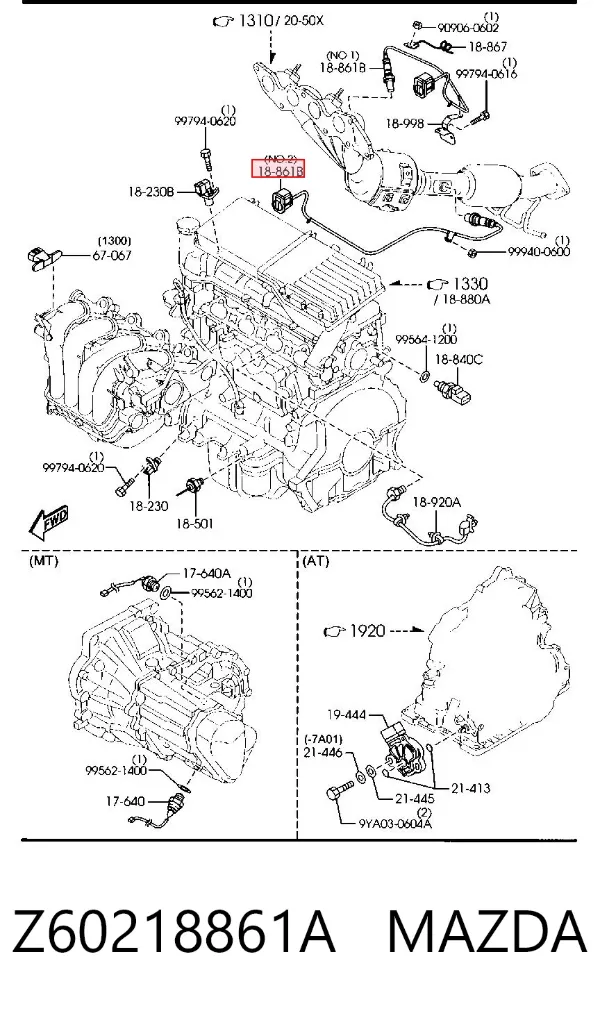 Sonda lambda de oxígeno posterior al catalizador Z60218861A Mazda