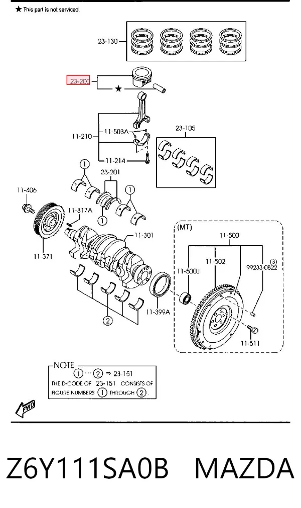 Juego de pistones para motor, STD Z6Y111SA0B Mazda