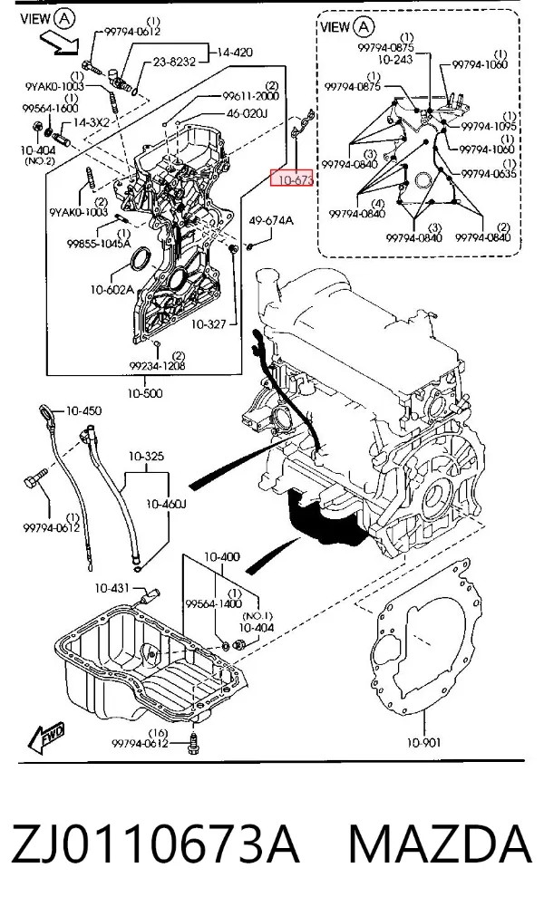 Junta de tapa frontal del motor Mazda 2 II