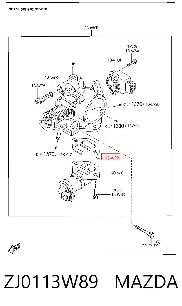 Junta de válvula de ralentí (regulador) ZJ0113W89 Mazda