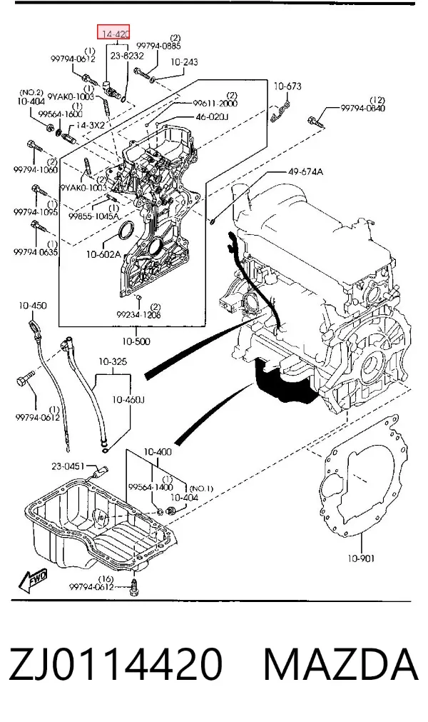 Regulador de fase de distribución ZJ0114420 Mazda