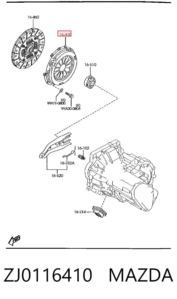Plato de presión de embrague ZJ0116410 Mazda