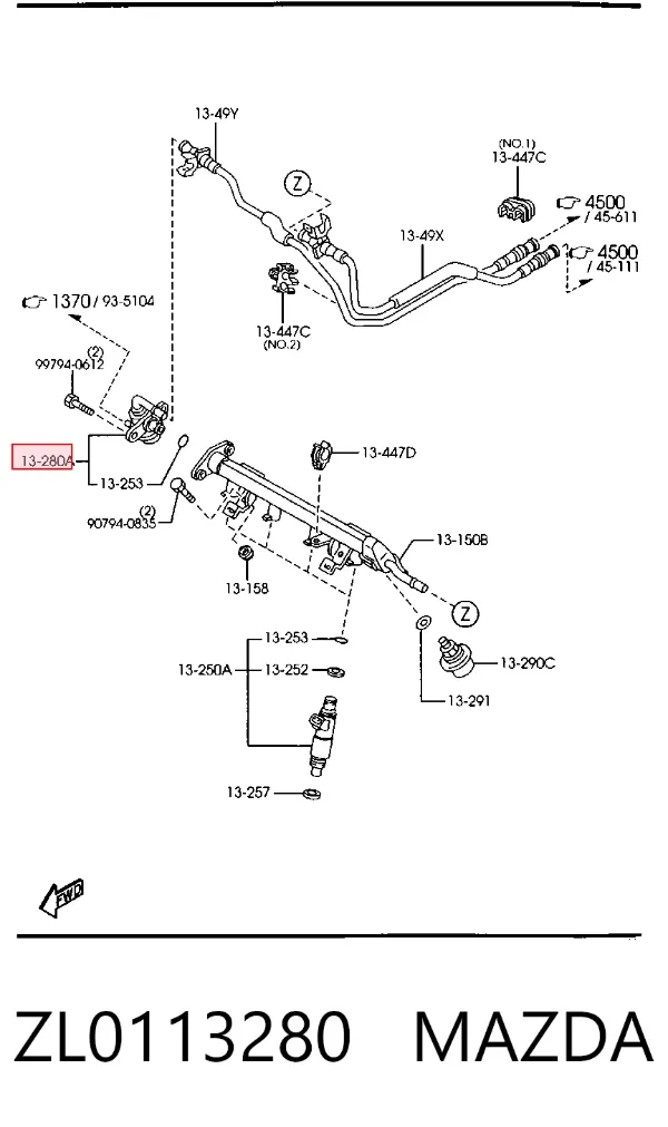 Regulador de presión de combustible ZL0113280 Mazda