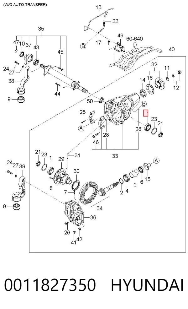 Cojinete del diferencial del eje trasero 0011827350 Hyundai/Kia