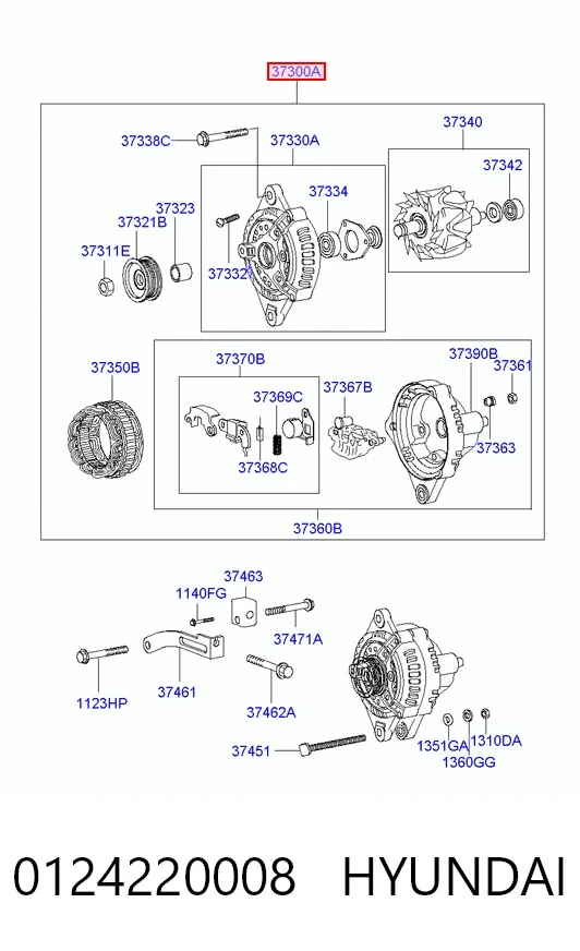 Alternador 0124220008 Hyundai/Kia