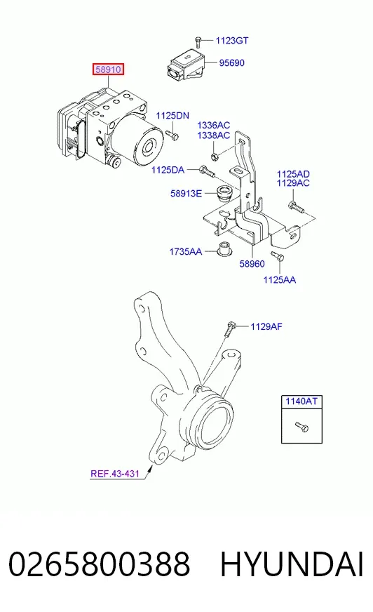 Módulo ABS 0265800388 Hyundai/Kia