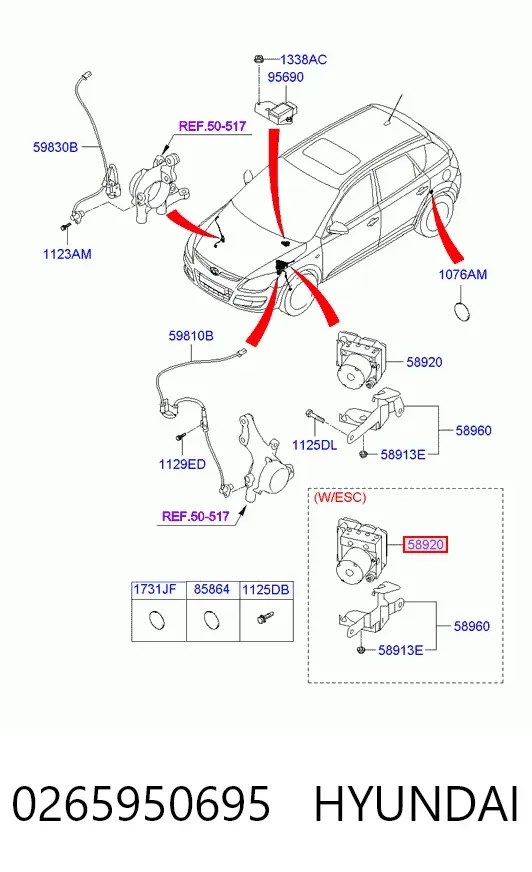 Módulo ABS 0265950695 Hyundai/Kia