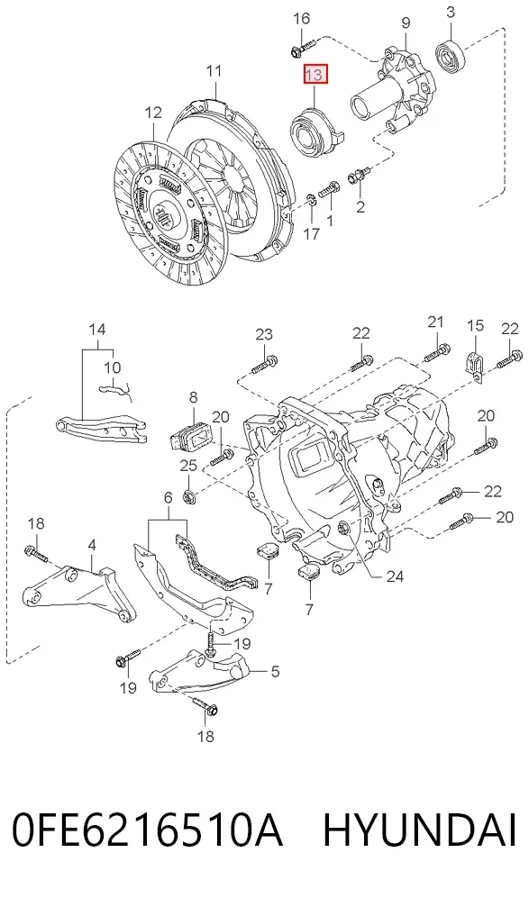 Cojinete de embrague 0FE6216510A Hyundai/Kia