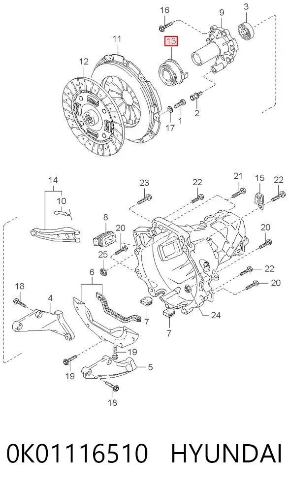 Cojinete de embrague 0K01116510 Hyundai/Kia