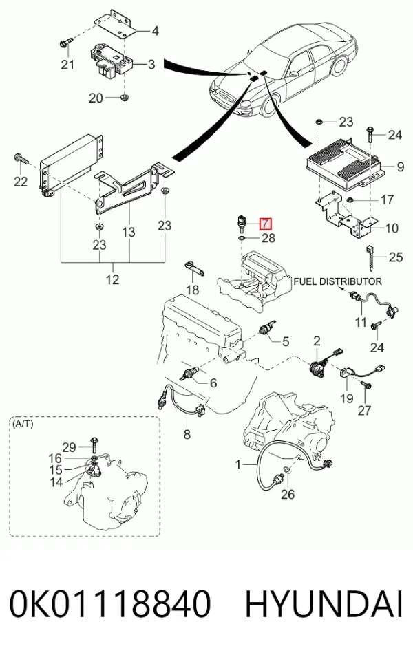 Sensor de temperatura 0K01118840 Hyundai/Kia