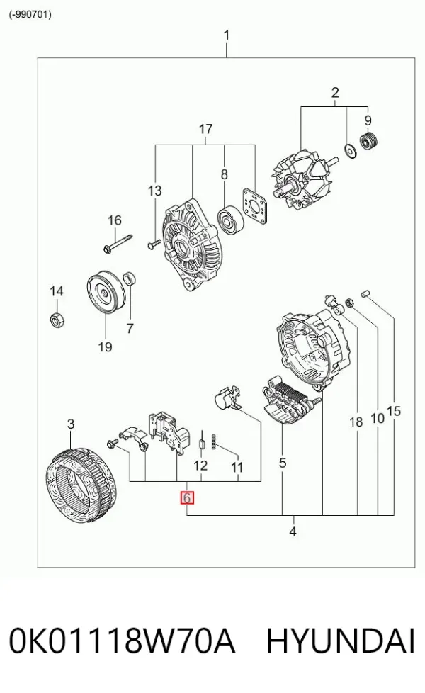 Regulador 0K01118W70A Hyundai/Kia