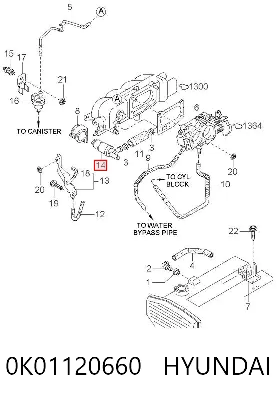 Válvula IAC 0K01120660 Hyundai/Kia