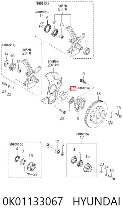 Retén de cubo de rueda delantero HYUNDAI 0K01133067