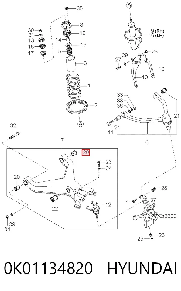 Silentblock del brazo de suspensión 0K01134820 Hyundai/Kia