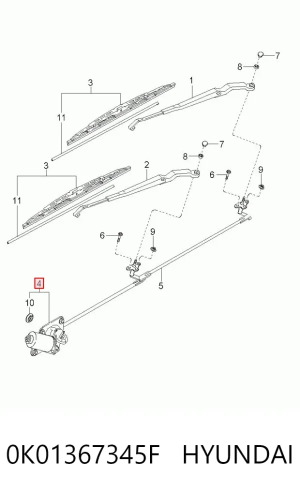 Motor limpiaparabrisas 0K01367345F Hyundai/Kia