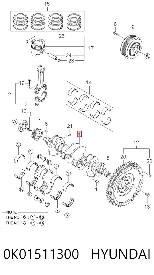 Cigüeñal 0K01511300 Hyundai/Kia