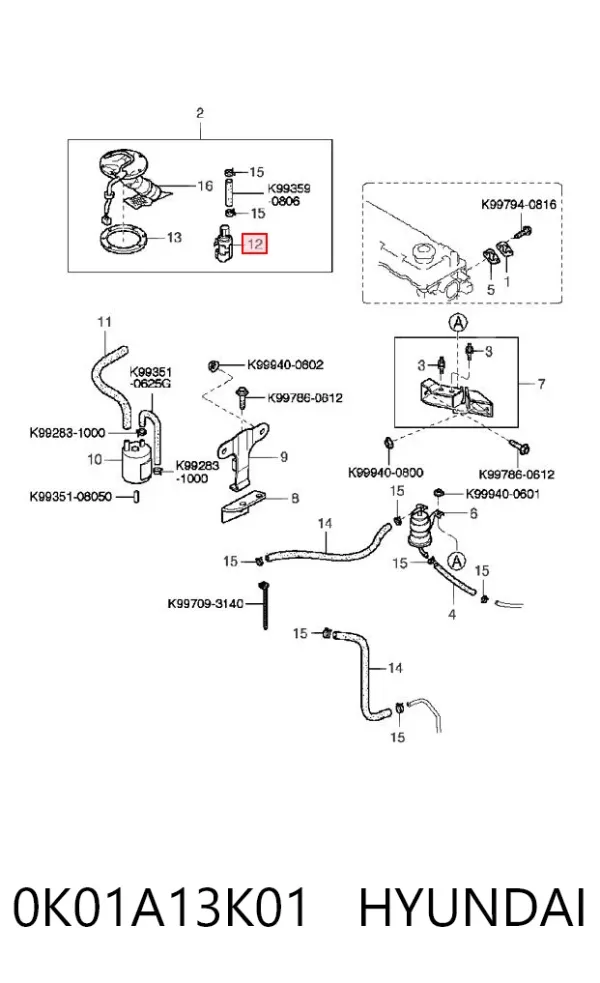 Unidad de alimentación de combustible 0K01A13K01 Hyundai/Kia