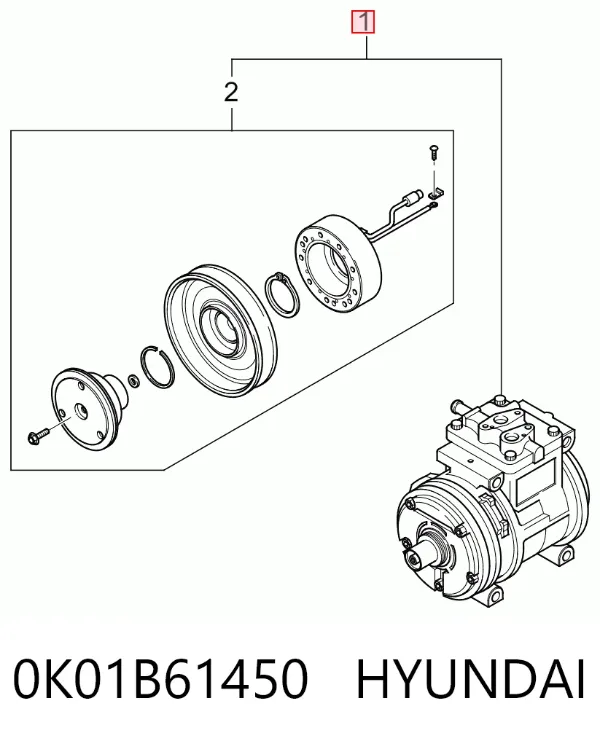 Compresor de aire acondicionado 0K01B61450 Hyundai/Kia