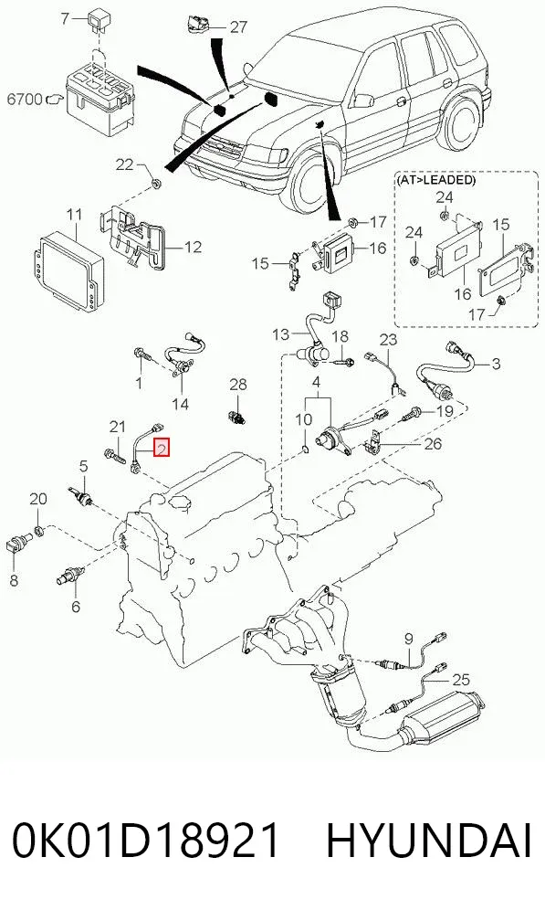 Sensor de detonacion 0K01D18921 Hyundai/Kia