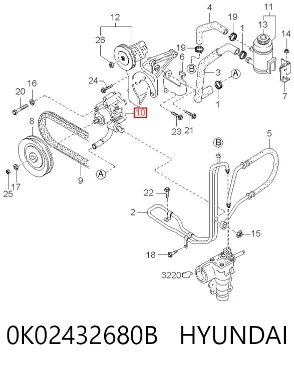Bomba de dirección 0K02432680B Hyundai/Kia