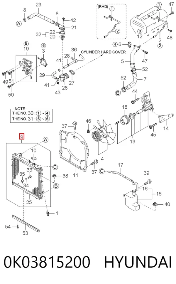 Radiador 0K03815200 Hyundai/Kia