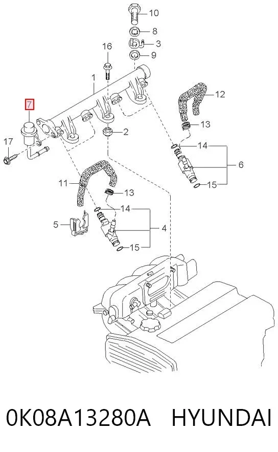 Regulador de presión de combustible 0K08A13280A Hyundai/Kia