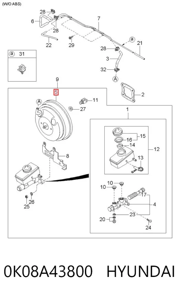 Servofreno 0K08A43800 Hyundai/Kia