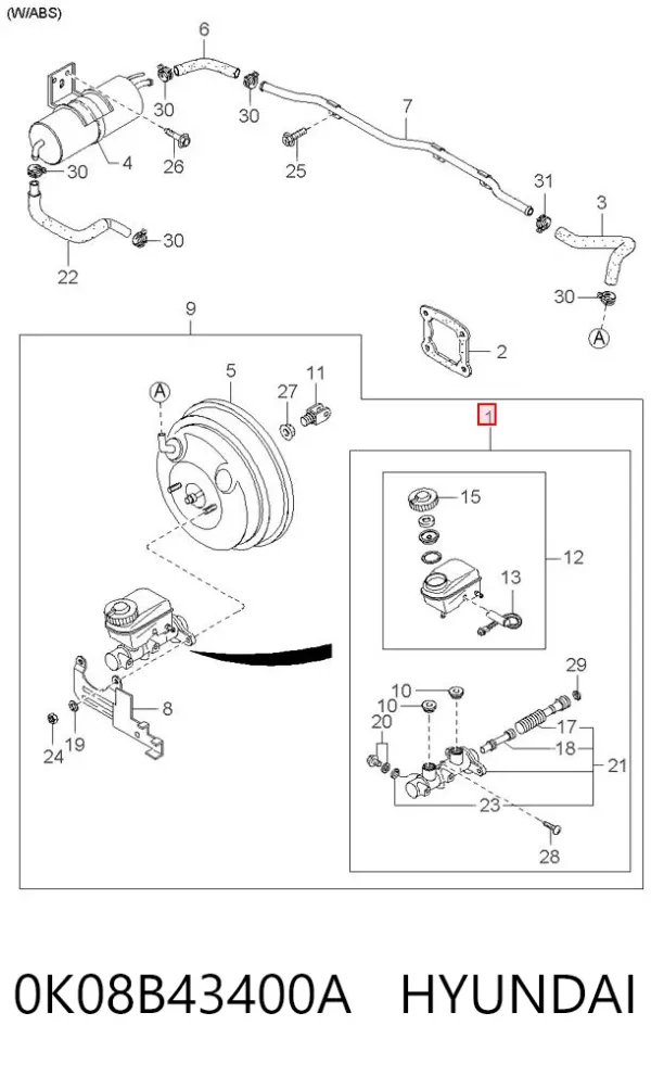 Cilindro maestro de frenos 0K08B43400A Hyundai/Kia