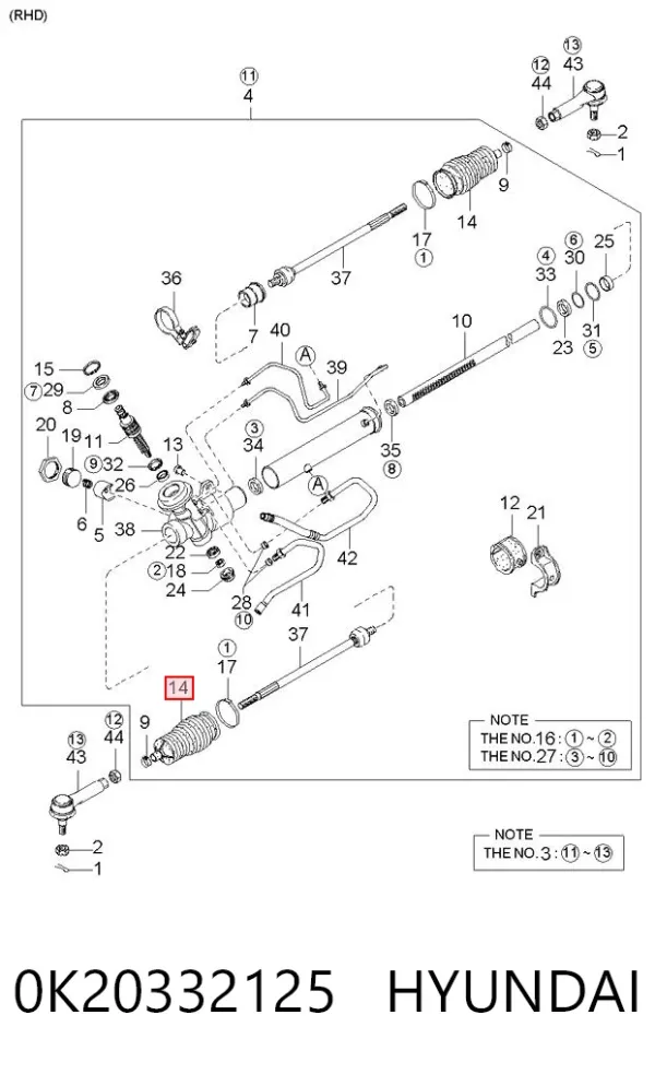 Fuelle dirección 0K20332125 Hyundai/Kia