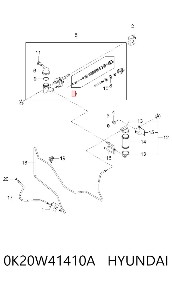 Juego de reparación cilindro maestro de embrague 0K20W41410A Hyundai/Kia