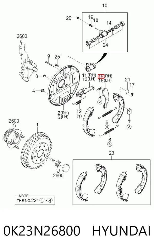 Kit reparación del freno de mano KIA Rio I