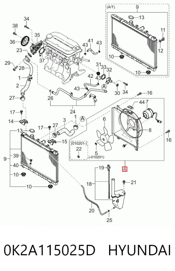 Ventilador de radiador 0K2A115025D Hyundai/Kia