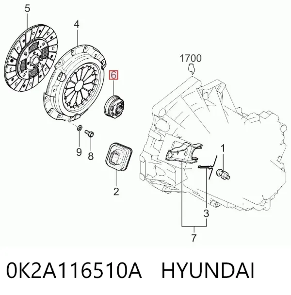 Cojinete de embrague 0K2A116510A Hyundai/Kia