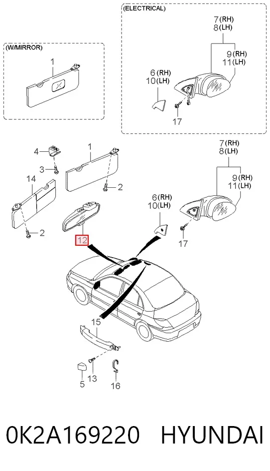 Espejo interior KIA Carnival I