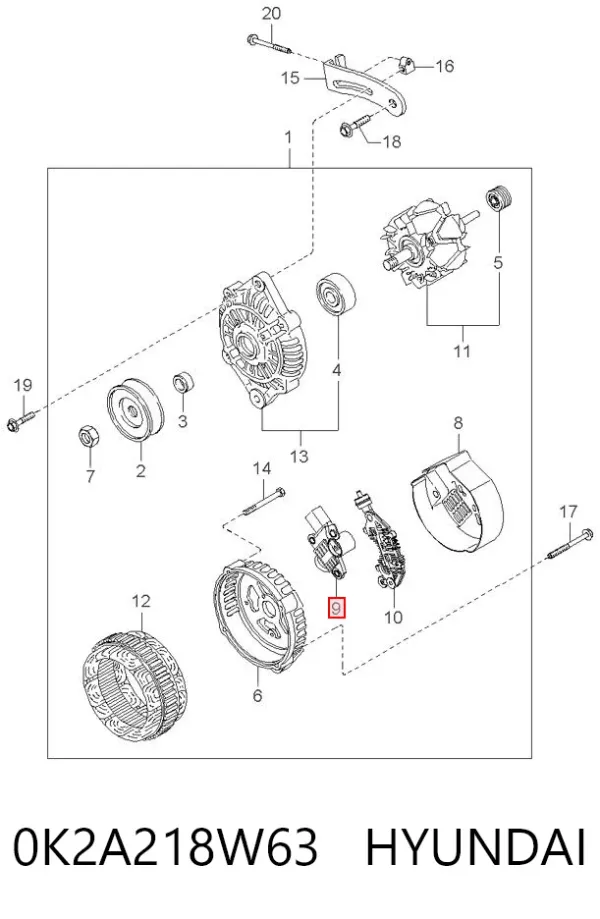 Regulador 0K2A218W63 Hyundai/Kia