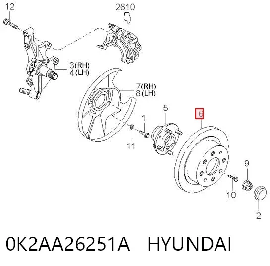 Disco de freno trasero 0K2AA26251A Hyundai/Kia