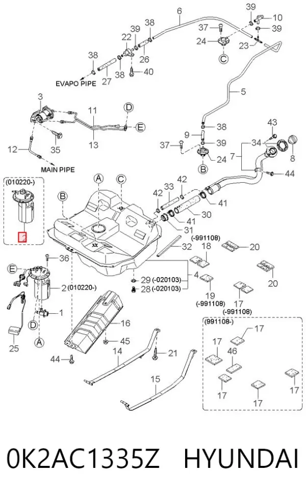 Bomba de gasolina 0K2AC1335Z Hyundai/Kia