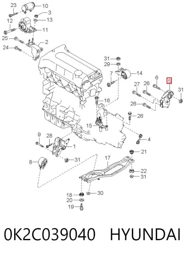 Soporte de motor trasero KIA Carens I
