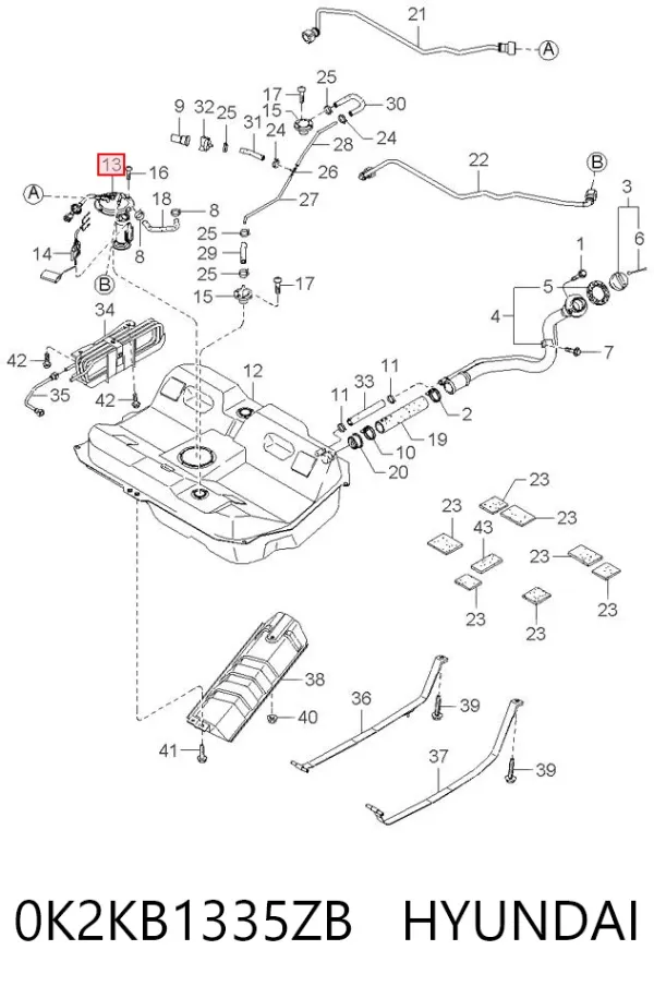 Elemento de turbina de la bomba de combustible 0K2KB1335ZB Hyundai/Kia