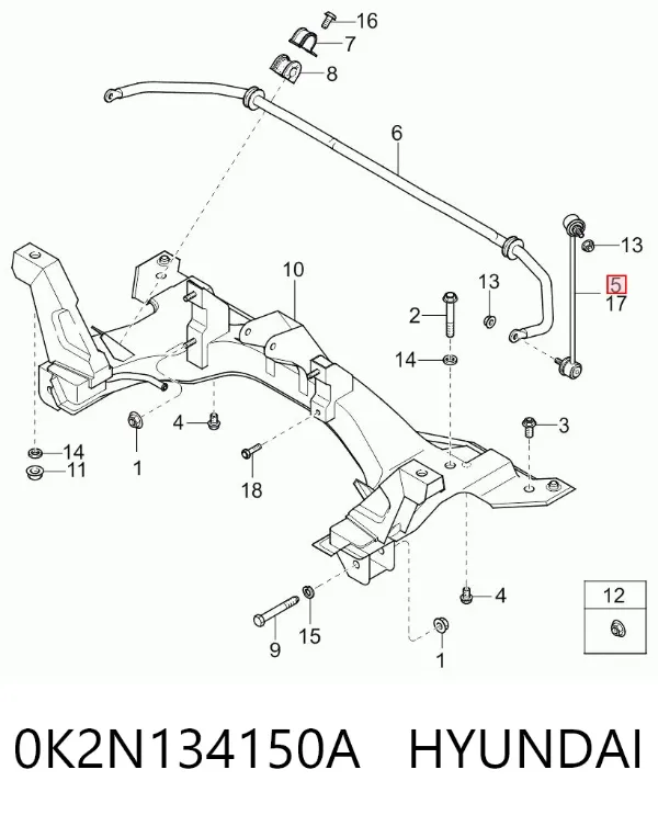 Bieleta estabilizadora delantera derecha 0K2N134150A Hyundai/Kia