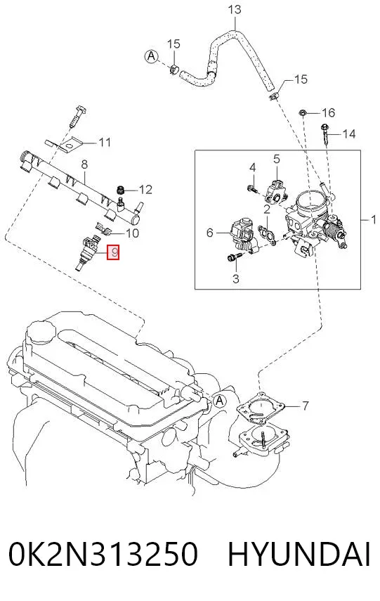 Inyector 0K2N313250 Hyundai/Kia