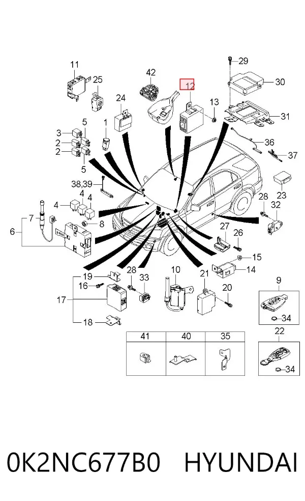 Módulo de control del inmovilizador 0K2NC677B0 Hyundai/Kia