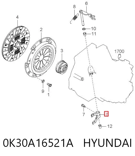 Horquilla de embrague 0K30A16521A Hyundai/Kia