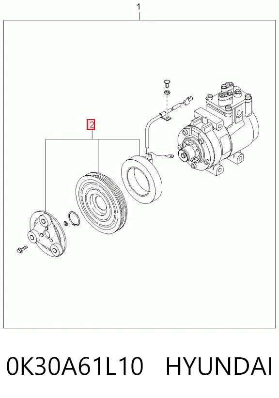 Acoplamiento magnético, compresor del aire acondicionado  0K30A61L10 Hyundai/Kia