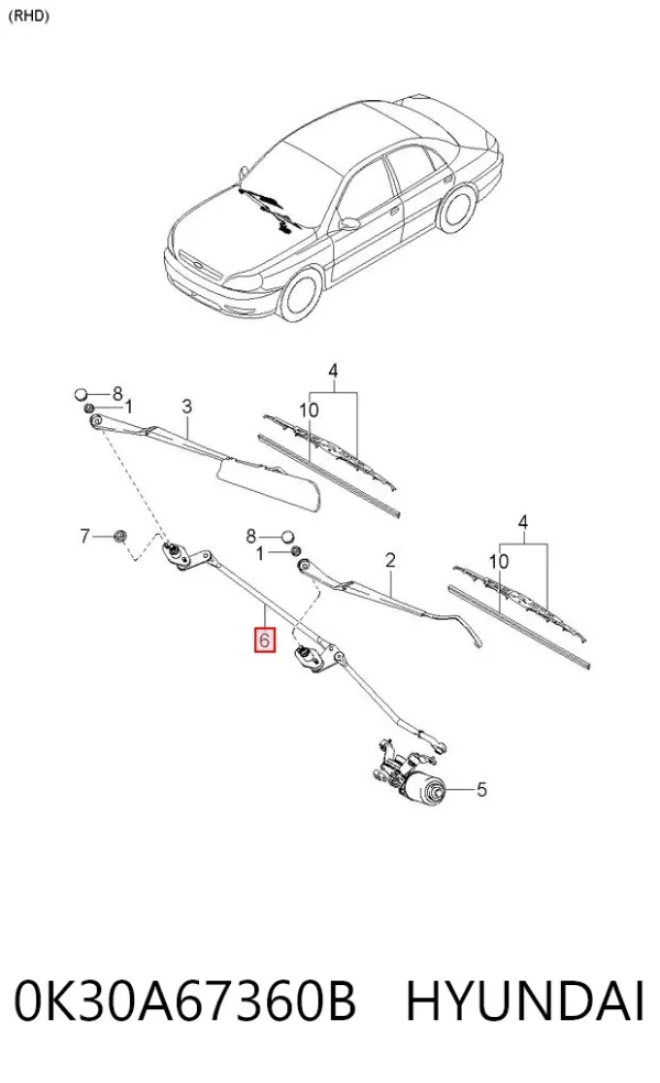 Varilla de limpiaparabrisas KIA Rio I