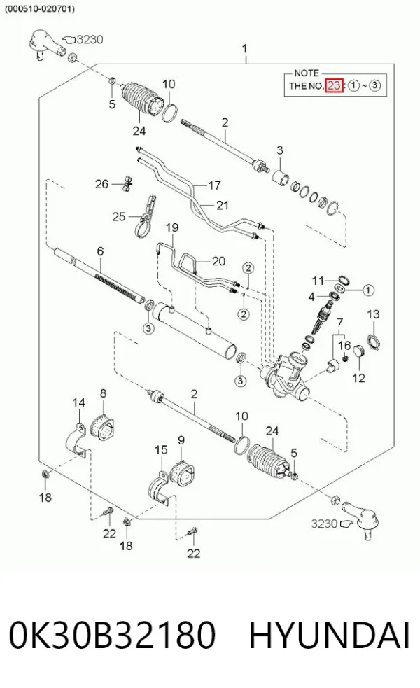 Kit de reparación, mecanismo dirección 0K30B32180 Hyundai/Kia