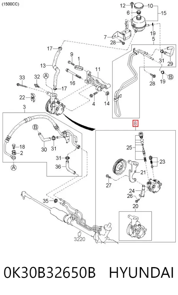 Bomba de dirección 0K30B32650B Hyundai/Kia