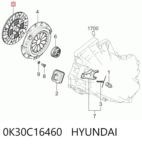Disco de embrague 0K30C16460 Hyundai/Kia